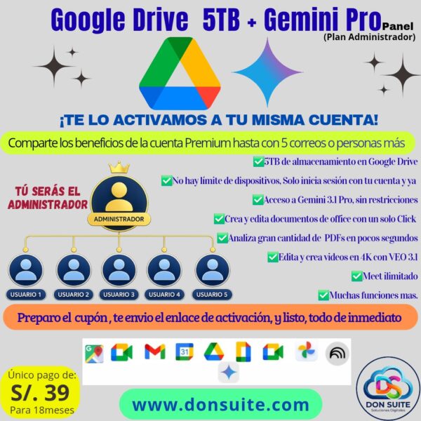 Gemini Pro + 5TB de Google Drive